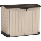Gartenschrank Hinton, Gartenmöbel, Mehrzweck-Gartenschrank, Container für Balkon oder Garage, 146x82 h120 cm, Beige - Dmora