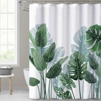 Duschvorhang 200x200 Tropische Blätter Duschrollo Wasserabweisend Anti-Schimmel mit 12 Duschvorhangringen, 3D Bedrucktshower Shower Curtains, für Duschrollo für Badewanne Dusche