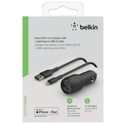 Belkin USB-A Kfz-Ladegerät, 24W 1m Lightning-Kabel  CCD001bt1MBK
