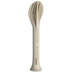 Koziol KLIKK POCKET Besteck-Set 3-teilig, Robustes und langlebiges Picknick-Besteck aus recyclebaren Material, Farbe: beige/sand
