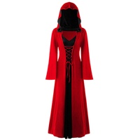 LPFNSF Vintage Hexenkleid, Weihnachten Vampir Kostüm Frauen Plus Größe, Renaissance Kostüm Frauen Mittelalter Kleid (rot,5XL)