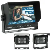 VSG VSG24 Rückfahrkamera 7" Starter LKW-Set inkl. 2 Kameras mit HD-Auflösung RVS-24503, Monitor, Kabel & Fernbedienung – Wasserdicht Nachtsicht 12V-24V / Robustes Rückfahrsystem