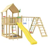 Jungle Gym Spielturm JUNGLE GYM "Majesty", gelb, Spieltürme, KinderB:435cm H:349cm T:452cm, Holz, Spielanlage mit Schaukel, Kletterbock und Rutsche mit Wasseranschluss, B:435cm H:349cm T:452cm