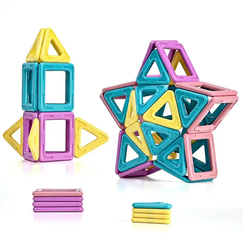 Tokky 50-teiliges Magnetfliesen-Spielzeug, Sanfte Macaron-Farben, Kreatives Lernbauspielzeug, Starker Magnet, Sicheres ABS-Material, Ideales Geschenk für Kinder, Farbbox CQ03