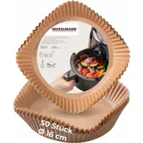 Fackelmann Backpapier für Heißluftfritteusen, – 16 cm, braun, Antihaft-Beschichtung, 50 Stück