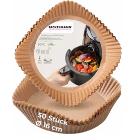 Fackelmann Backpapier für Heißluftfritteusen, – 16 cm, braun, Antihaft-Beschichtung, 50 Stück