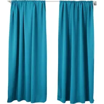 Woltu 2er Set Gardine blickdicht 250 g/m2, mit Kräuselband türkis 135x245 cm - Woltu