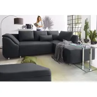 Ecksofa COLLECTION AB "Sally L-Form" Sofas Gr. B/H/T: 256cm x 87cm x 165cm, Microfaser PRIMABELLE, Ottomane beidseitig montierbar, ohne Bettfunktion-ohne Bettkasten, grau (anthrazit) mit und ohne Bettfunktion, inklusive loser Rücken- Zierkissen