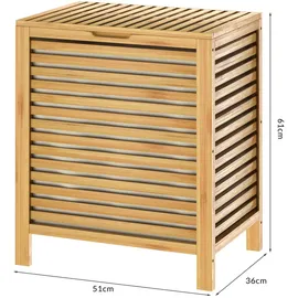 CASARIA Wäschekorb Bambus 2er-Set 62L Wäschesack herausnehmbar