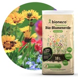 bionero bionero® Bio-Blumenerde “Bienenschmaus” 18l, Pflanzerde torffrei, Gartenerde für Hochbeet, Universalerde für Pflanzen