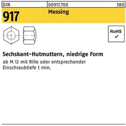 Reyher Hutmutter 1000er Pack Sechskanthutmutter DIN 917 niedrige FormM4 Messing 1000 St