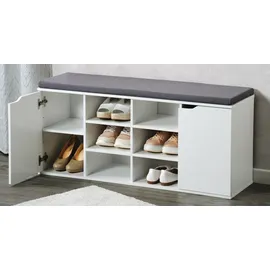 KESPER Schuhschrank mit Sitzkissen 103 x 48 x 30,5 cm weiß/grau