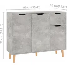 vidaXL Sideboard 90x30x72 cm Betongrau Holzwerkstoff