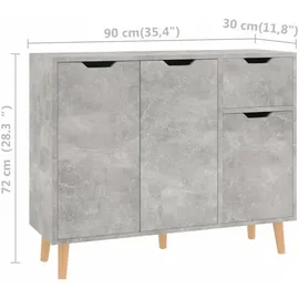 vidaXL Sideboard 90x30x72 cm Betongrau Holzwerkstoff