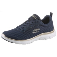 Skechers FLEX APPEAL 4.0 BRILLINAT VIEW Sneaker mit Air Cooled Memory Foam, Freizeitschuh, Halbschuh, Schnürschuh blau|goldfarben 36