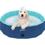 Famanu Hundepool mit schnellem Ablass - faltbar - verstärkt - für Garten Haustier Welpen - marineblau 80 cm - Blau