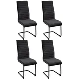 Home4You Schwingstühle 4er Set, Dunkelgrau - Schwarz - Cordbezug - Metall - 4er Set