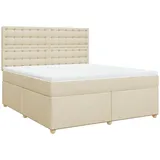 vidaXL Boxspringbett mit Matratze Creme 180x200 cm Stoff