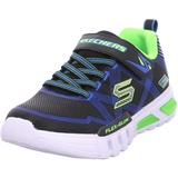 SKECHERS Sneaker, Black Textile Synthetic Blue Lime Trim, 30