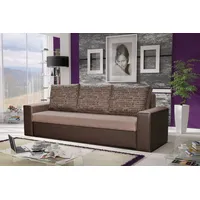 Fun Möbel Sofa Designersofa LEEDS 3-Sitzer mit Schlaffunktion Braun - Braun