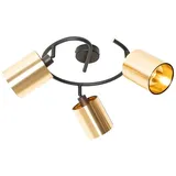 QAZQA Lofty 3-flg. schwarz mit Gold