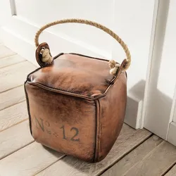 Faktorei Türstopper eckig Vintage Leder, 19x19x19cm