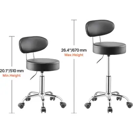Vevor Arbeitshocker Kunstleder 74-90 cm schwarz höhenverstellbar