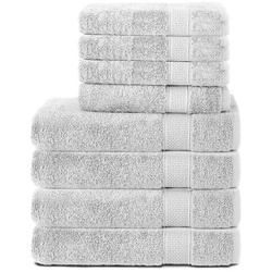 Komfortec Handtuch Set 100% Baumwolle, 4 Badetücher 70×140 und 4 Handtücher 50×100 cm, Frottee, (Packung, 8-tlg), Badehandtuch & XXL Saunatuch, Weich, Towel, Groß weiß