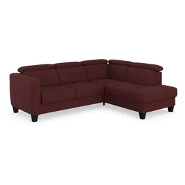 sit&more Ecksofa SIT & MORE "Belluci L-Form", lila (chianti), B:249cm H:85cm T:195cm, Sofas, Ecksofa, inklusive Federkern, wahlweise mit Bettfunktion und Bettkasten