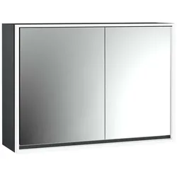 LED-Lichtspiegelschrank Loft Aufputz, 1000 mm, breite Tür links schwarz