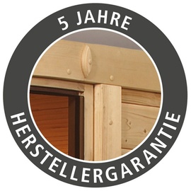 Karibu Sauna Kotka inkl. 9 kW Ofen integr. Strg., Glastür Bronziert
