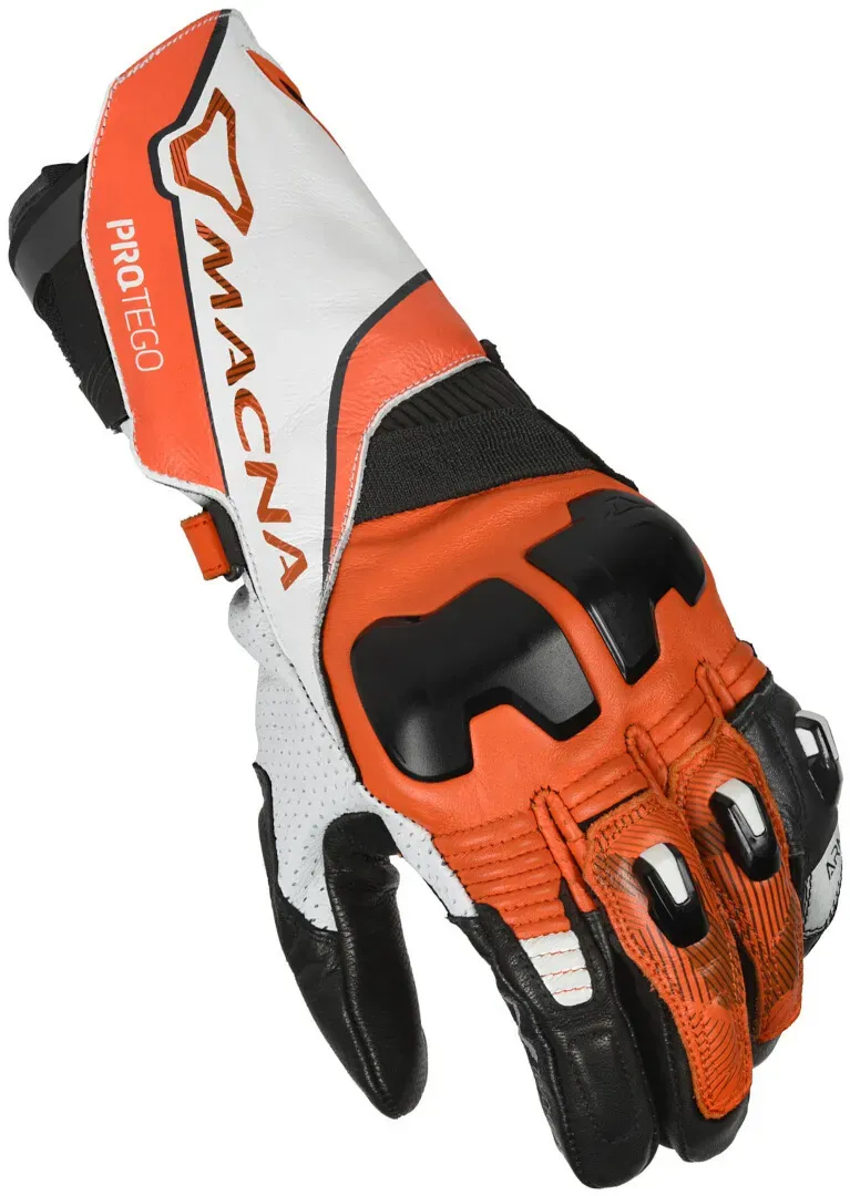 Macna Protego Motorrad Handschuhe, schwarz-weiss-orange, Größe 3XL für Männer