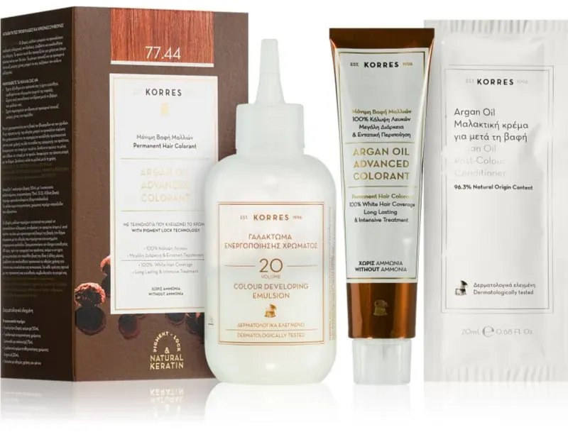 Korres Argan Oil Permanent-Haarfarbe mit Arganöl Farbton 77.44 Intense Copper Blonde 50 ml