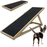 TRUTZHOLM Robuste Hunderampe Echtholz 104x35 cm höhenverstellbar 46/52/56 cm 35 kg Tragkraft Anti-Rutsch Lauffläche für mehr Sicherheit Hundetreppe Hundeleiter Haustierrampe Aufstiegshilfe