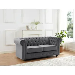 Sofa 2-Sitzer - Samt - Anthrazit - CHESTERFIELD