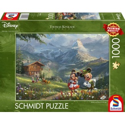 Schmidt Spiele Puzzle Disney, Mickey & Minnie in den Alpen, 1000 Puzzleteile, Thomas Kinkade; Made in Europe bunt