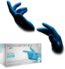 MED-COMFORT Blue Nitrilhandschuhe, puderfrei, blau 01192-L , 1 Karton = 10 Packungen à 100 Stück, Größe L