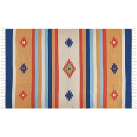 Beliani Teppich Taronik Bunt 140 x 200 cm Baumwolle Kelim