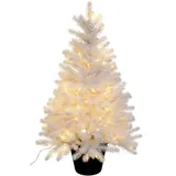 CREATIV green künstliche Pflanze Tannenbaum im Topf mit 100 Lichtern, 90 cm, PE, weiß