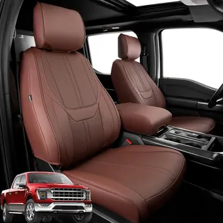 Super Cover Sitzbezüge für Ford F150, vollständig bezogen für 2015–2024, wasserdichte Leder-Sitzbezüge, für Ford F150 LKW-Zubehör 2021, 2022, 2023, 2024, nur passend für 1. Reihe Schalensitz SuperCrew