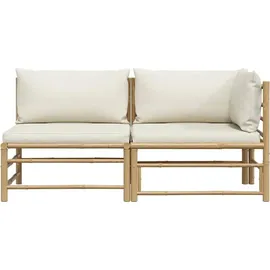 vidaXL Garten-Lounge-Set 2-tlg. cremeweiß Bambus