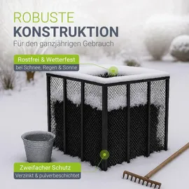 Juskys Metall Komposter 800 L, aus Stahl, witterungsbeständig, mit Belüftung & Schwarz