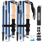 Overmont Wanderstöcke Carbon, 7075 Aluminium Ultraleicht faltbar verstellbar 105-125CM Trekkingstöcke Nordic Walking Stöcke 1 Paar mit All Terrain Zubehör