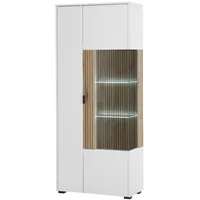 Furn.design Vitrine weiß matt und Eiche 75 x 180