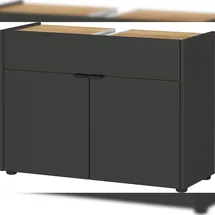 KADIMA DESIGN Unterschrank 80x34x60 cm stoßfest mit Siphonaussparung und Easy-Clean-Oberfläche, Grau-Beige 80x34x60 cm
