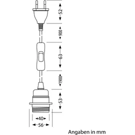 ledscom.de Kabel LEKA, Stecker, Schalter, schwarz, 3 m, Lampen-Fassung, 1x E27 max. 60W