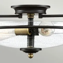 Licht-Erlebnisse Deckenleuchte ASPERO Bronze Antik Transparent Messing Antik 3x E27 bis 60W LE121148