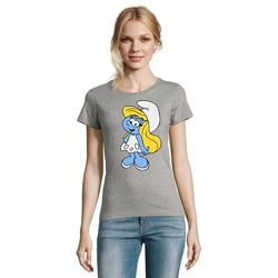 Blondie & Brownie T-Shirt Schlumpfine Schlumpf Papa Schlumpf Schlumpfhausen Smurf Schlumpfine grau XL