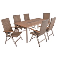 Garden Pleasure Florence Garten-Essgruppe 7-tlg. champagner/teak/optik/braun klappbar