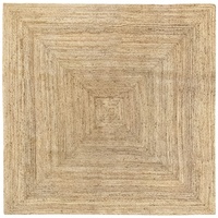 HAMID Jute Teppich, Alhambra Teppich Handgewebt 100% Naturfaser de Jute, Wohnzimmer, Schlafzimmer, Flurteppich, Farbe Natur (200x200cm)